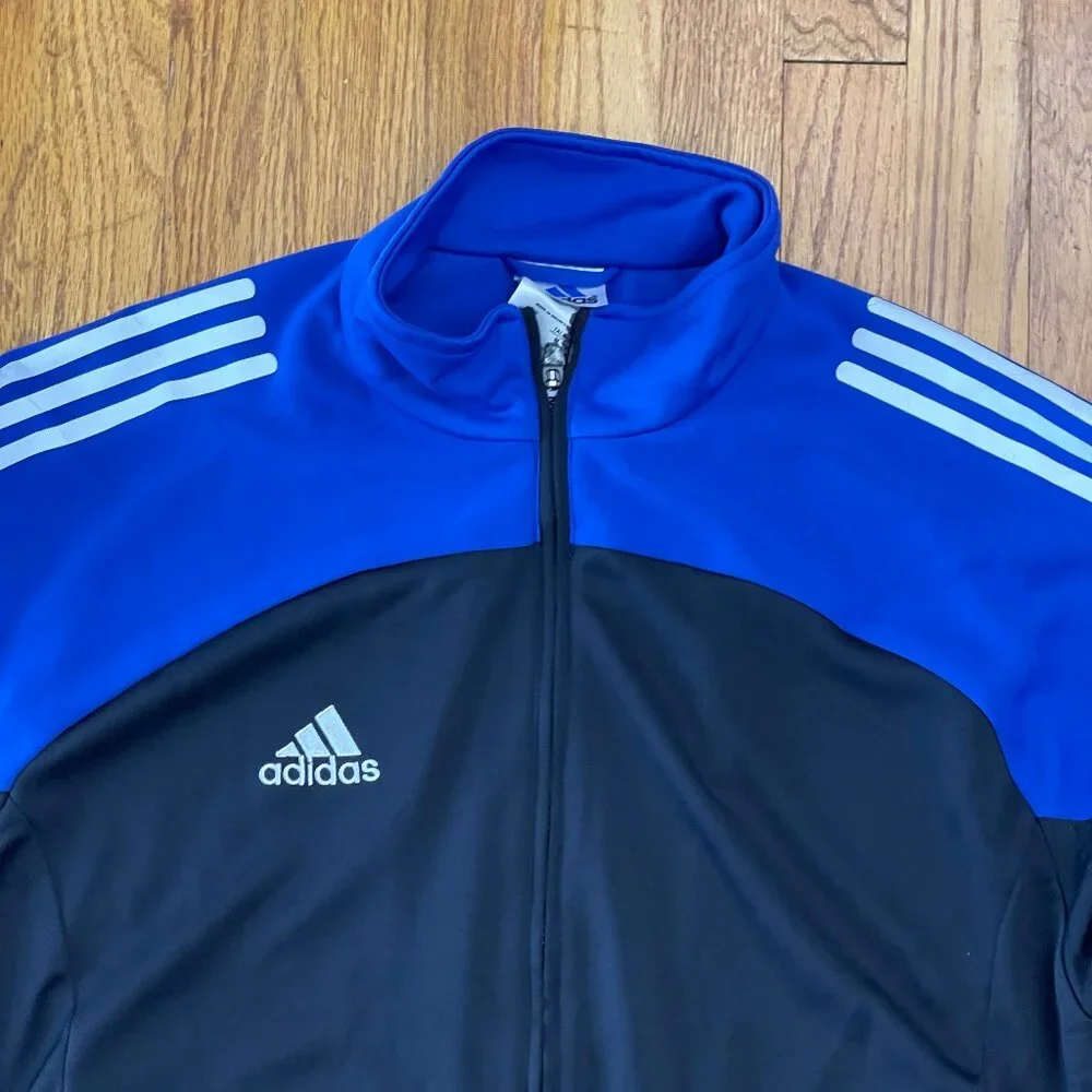 VTG adidas 3 Stripes Track Jacket Size Medium M Blue Black AAL001 Y2K